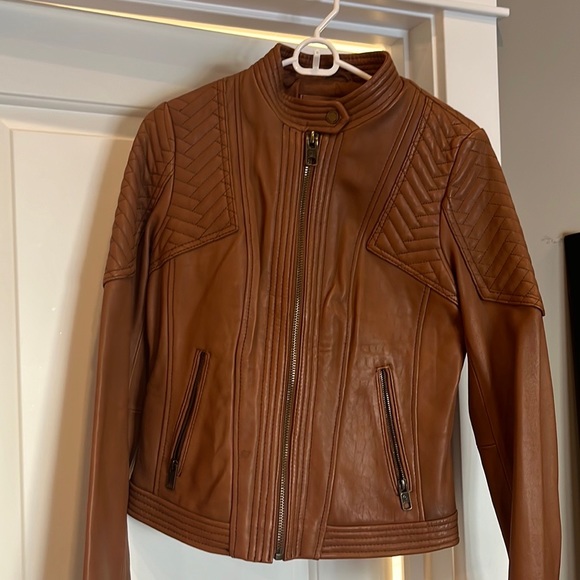 Michael Kors leather brown jacket - Picture 1 of 6